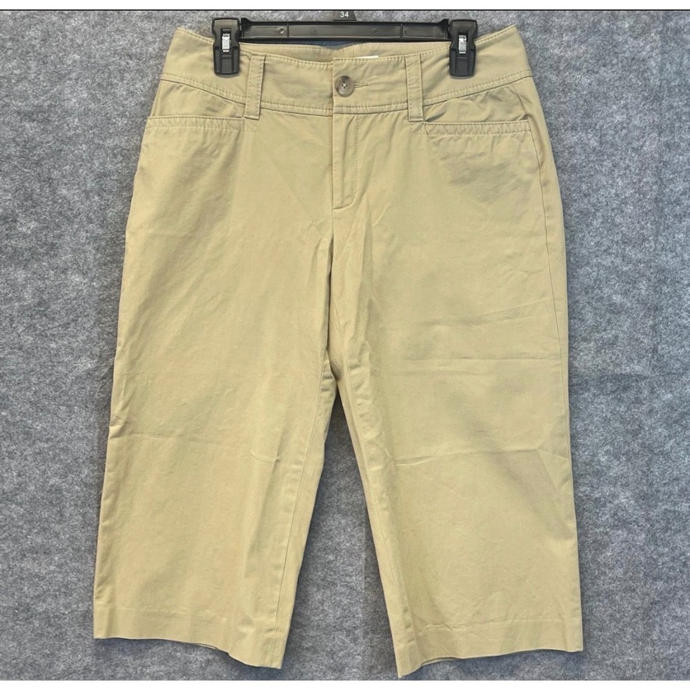 BANANA REPUBLIC Capri Pants Women 8 Khaki Tan Stretch Cotton‎ Cropped Chino